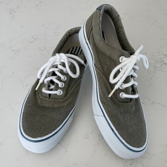 Sperry Top-Sider Marine Lace Up Lo Cut Sneakers Grn Wht Blue Sz 9W/7.5M Unisex - Picture 1 of 14